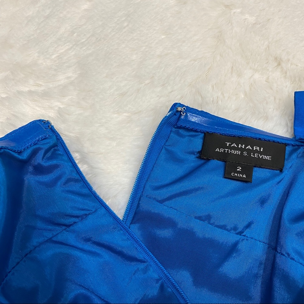 NEW Tahari ASL Sleeveless Blue Silk Cocktail Dress - Picture 8 of 8
